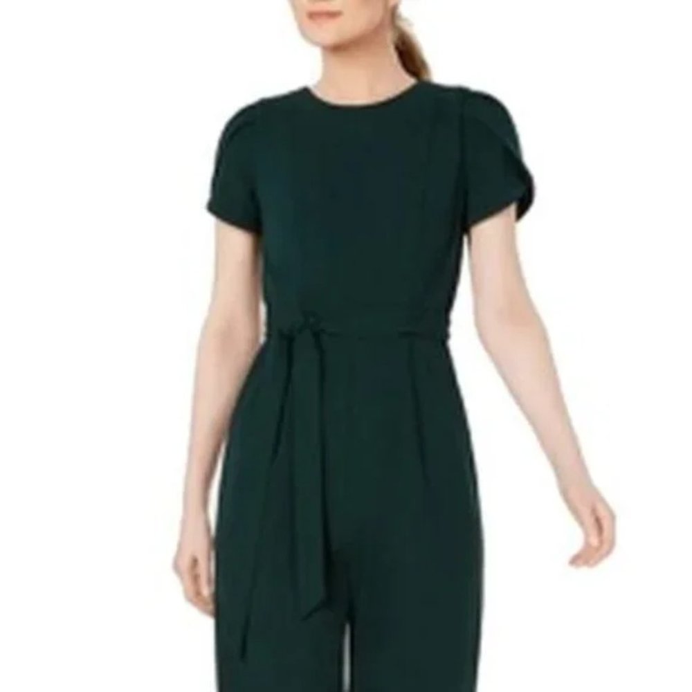 NWT Dark Green Calvin Klein Long Jumpsuit with Tulip Sleeve - Picture 3 of 7
